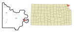 Doniphan County Kansas Incorporated and Unincorporated areas Wathena Highlighted